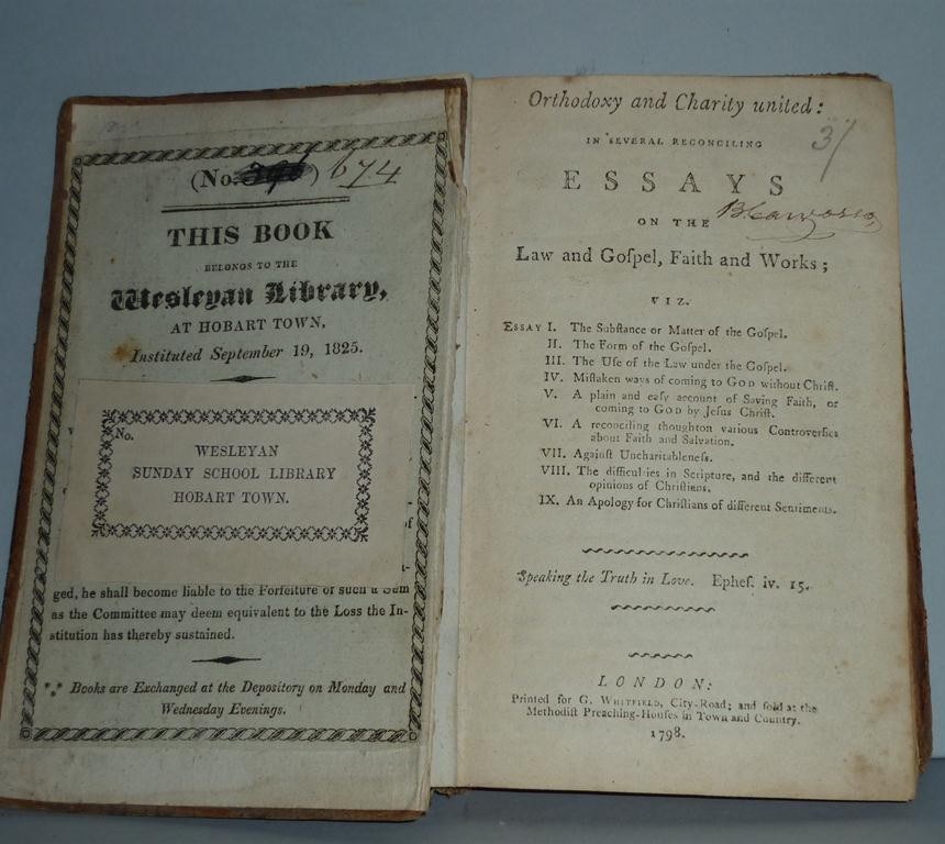 Inside cover of a library book demonstrating its removal to the Wesleyan Sunday School Library.